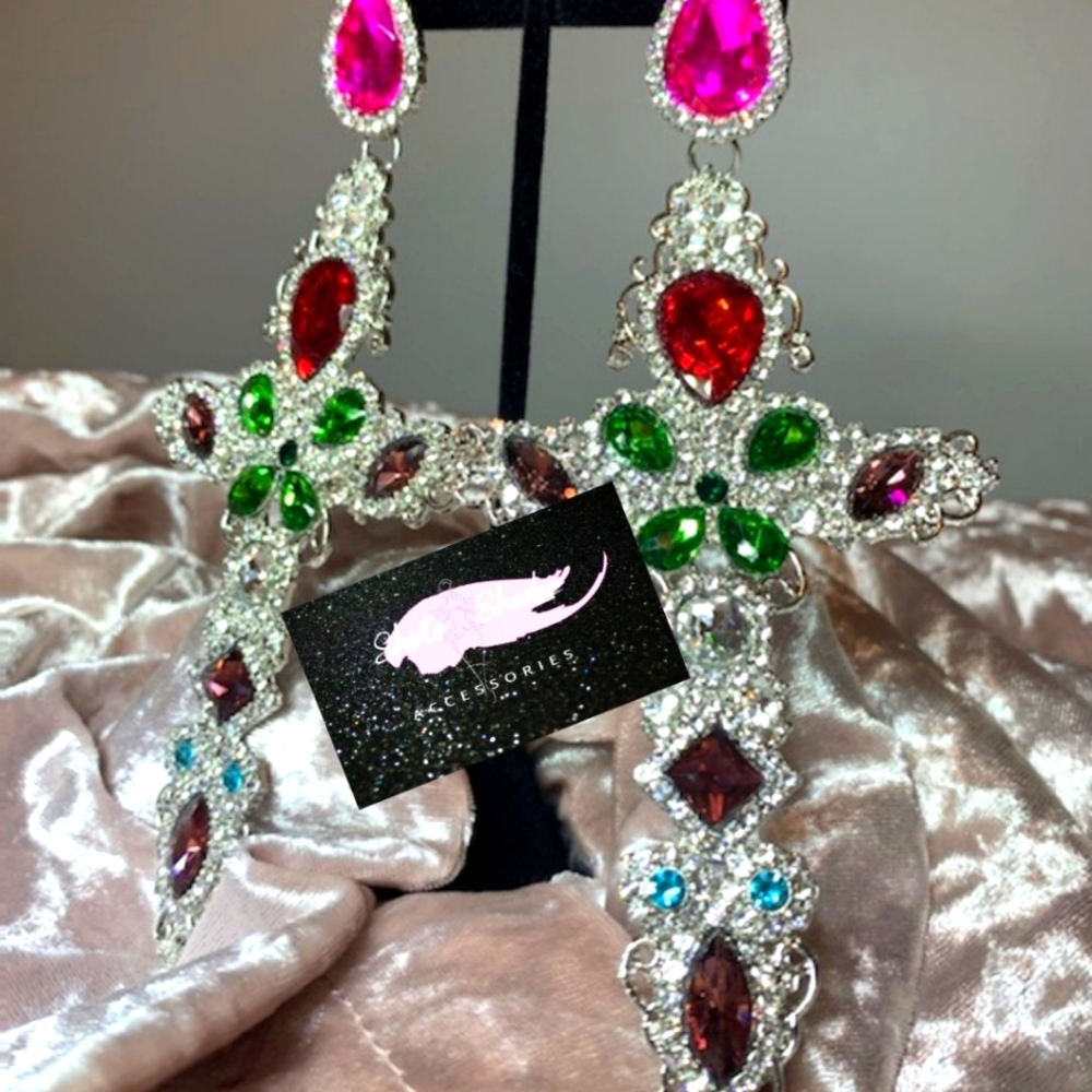 Ladies cross earrings